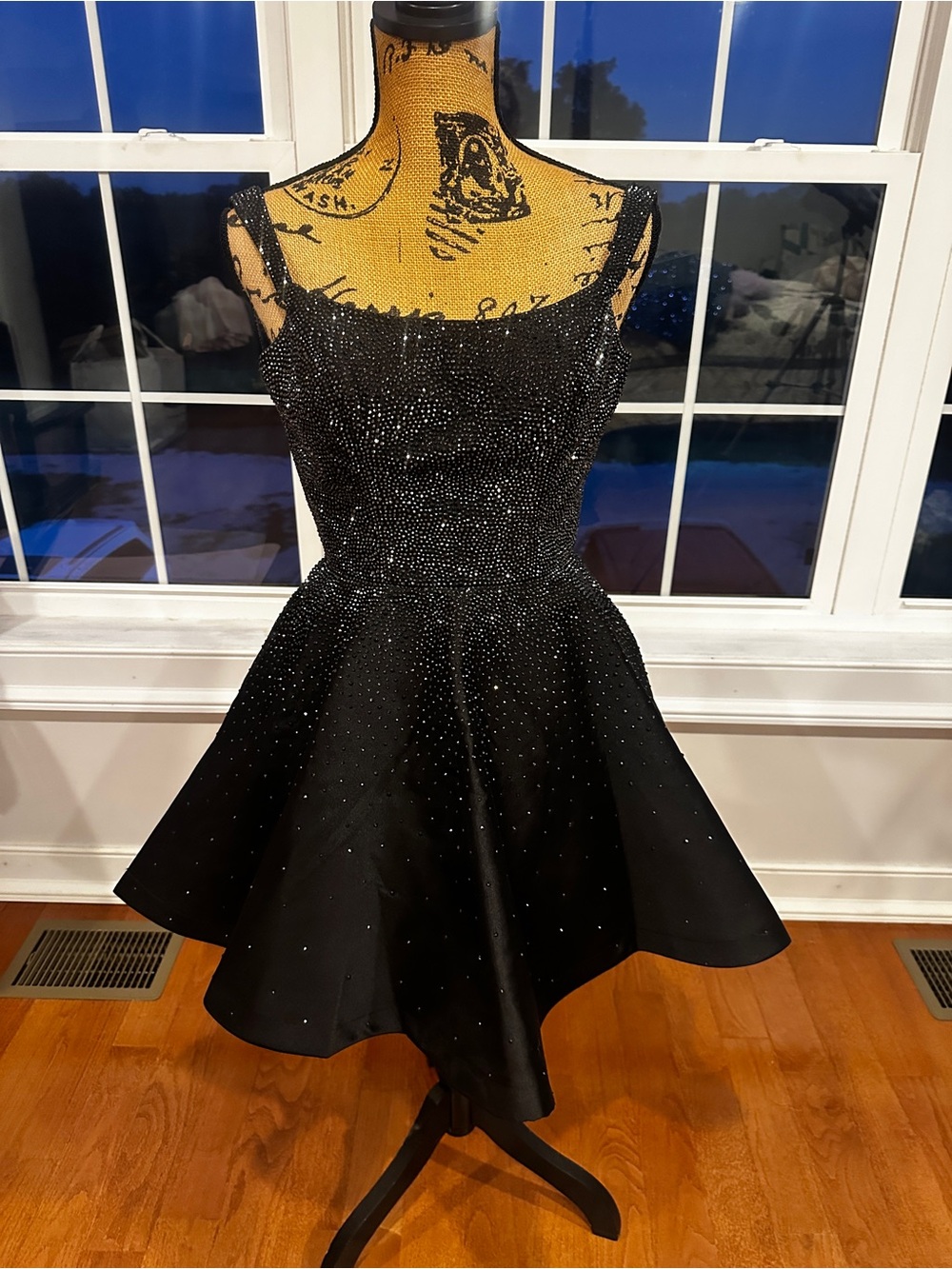 Sherri Hill Black Beaded Mini Dress